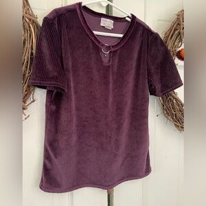 Willow Bay Maroon Velvet Top Girls Size Medium